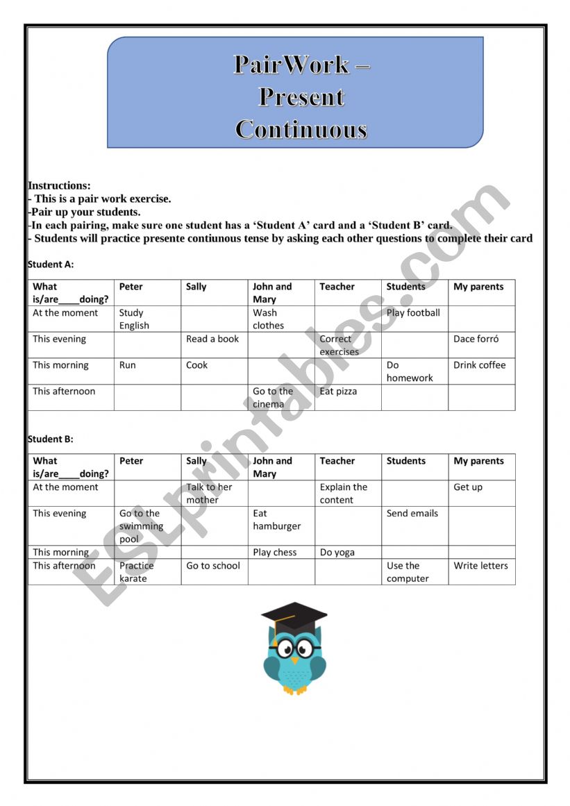 Present Continuous - Speaking Activity