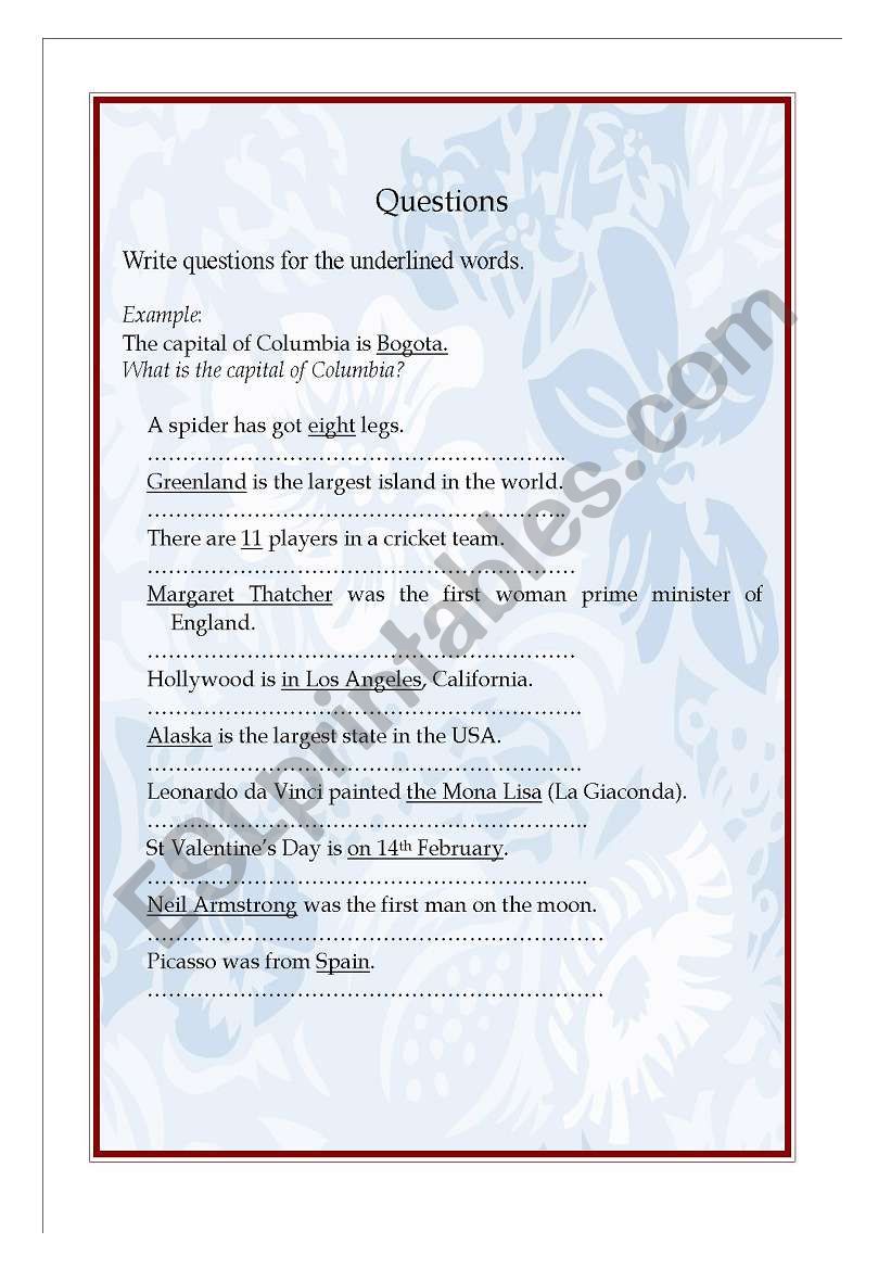 Making Questions worksheet