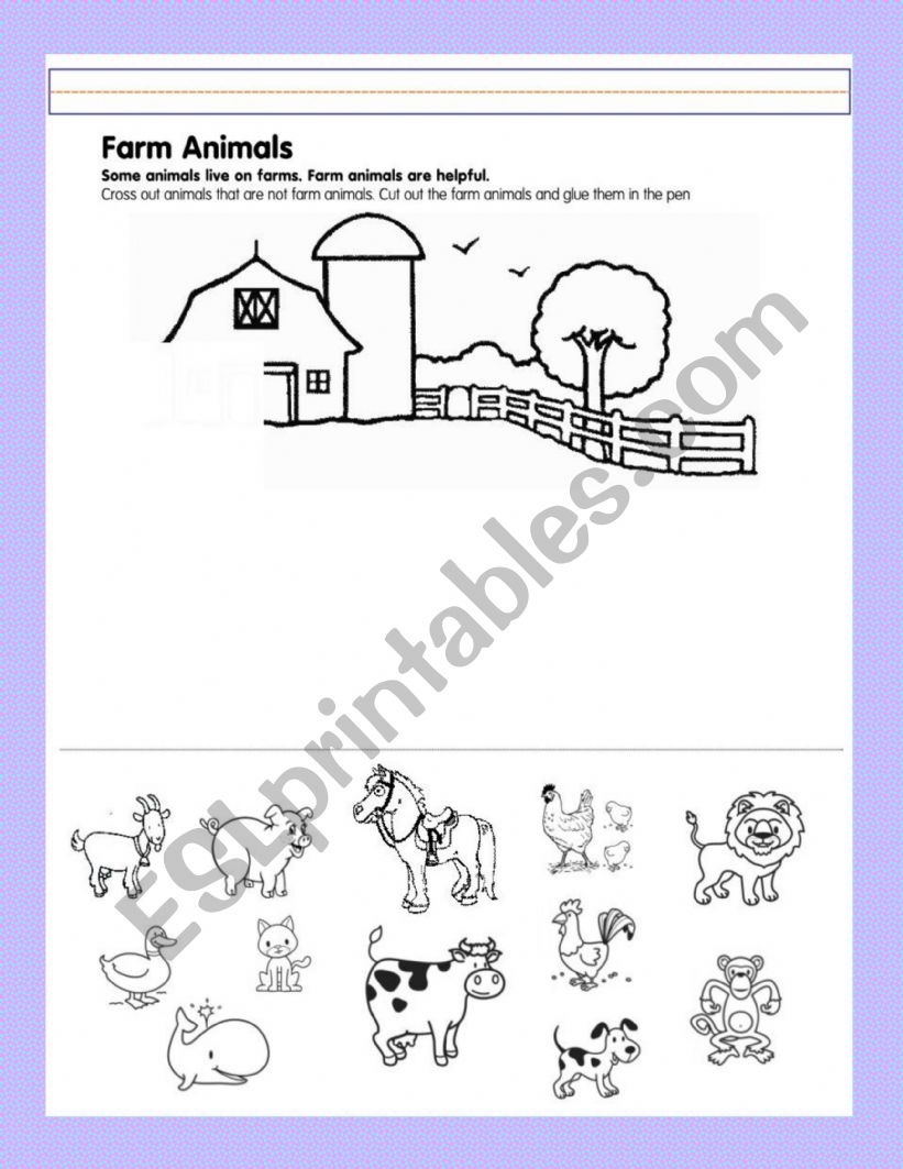 Farm animals worksheet