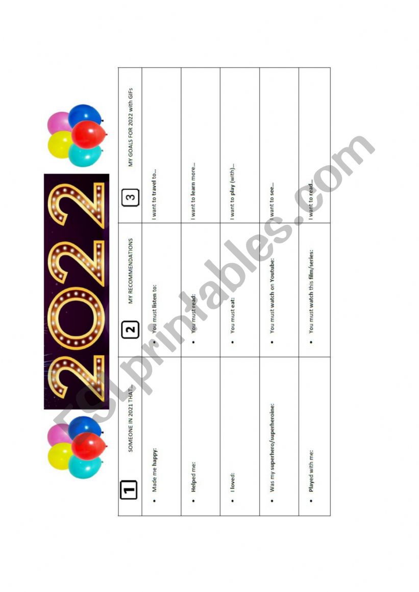 2022goals worksheet