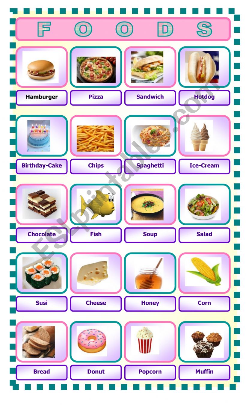 FOODS PICTIONARY worksheet