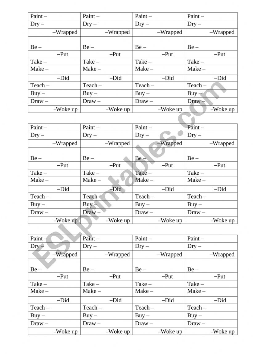 regular and irregular verbs  worksheet