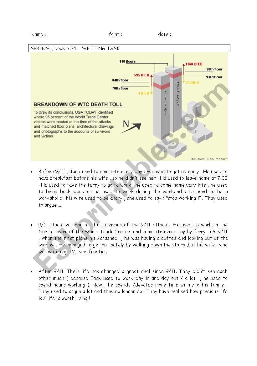 Writing task  9/11 World trade center