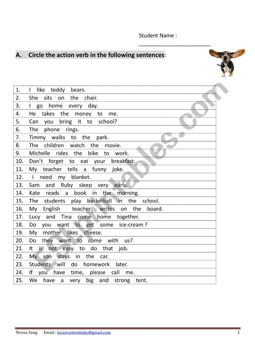 Grammar for Kids worksheet