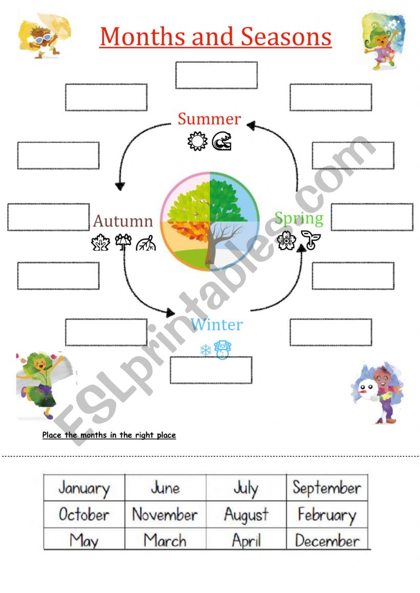 Months and seasons worksheet
