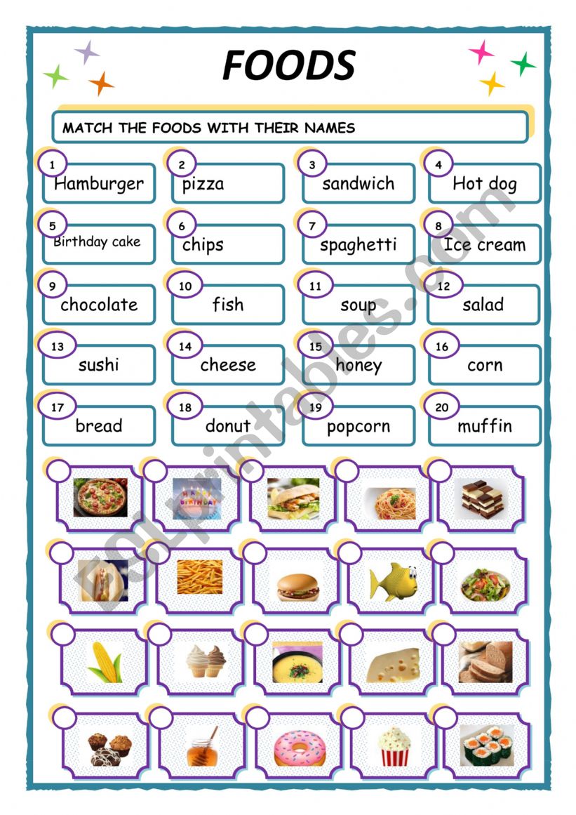 FOODS worksheet