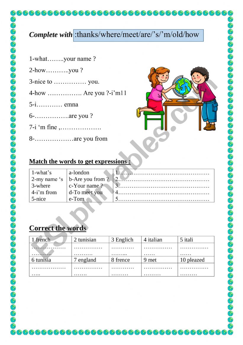 nationality worksheet