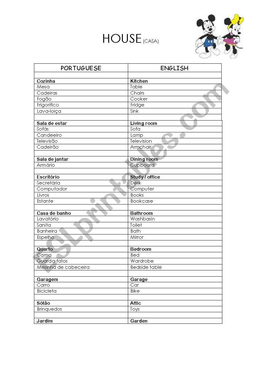 vocabulary about home worksheet
