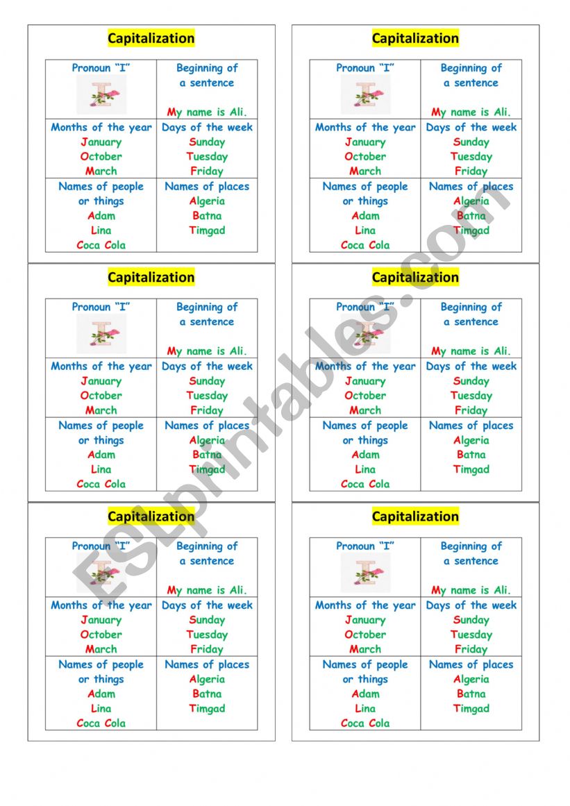 capitalization   worksheet