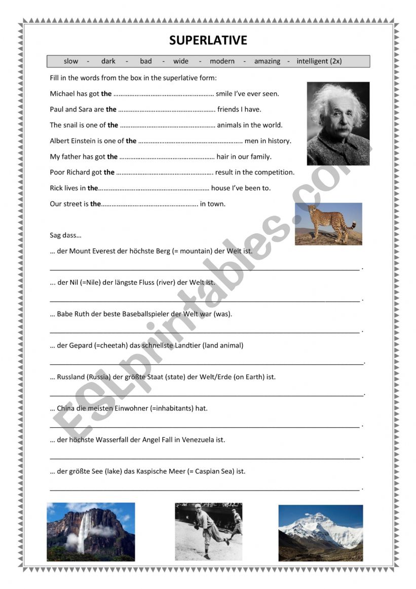 Superlative worksheet