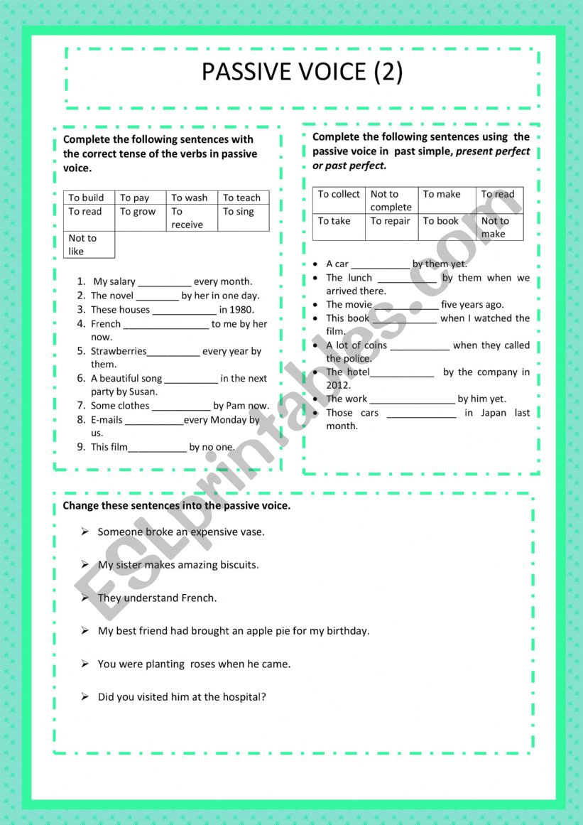 PASSIVE VOICE (2) worksheet