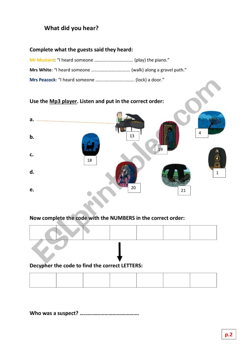 Clue Game 3 worksheet