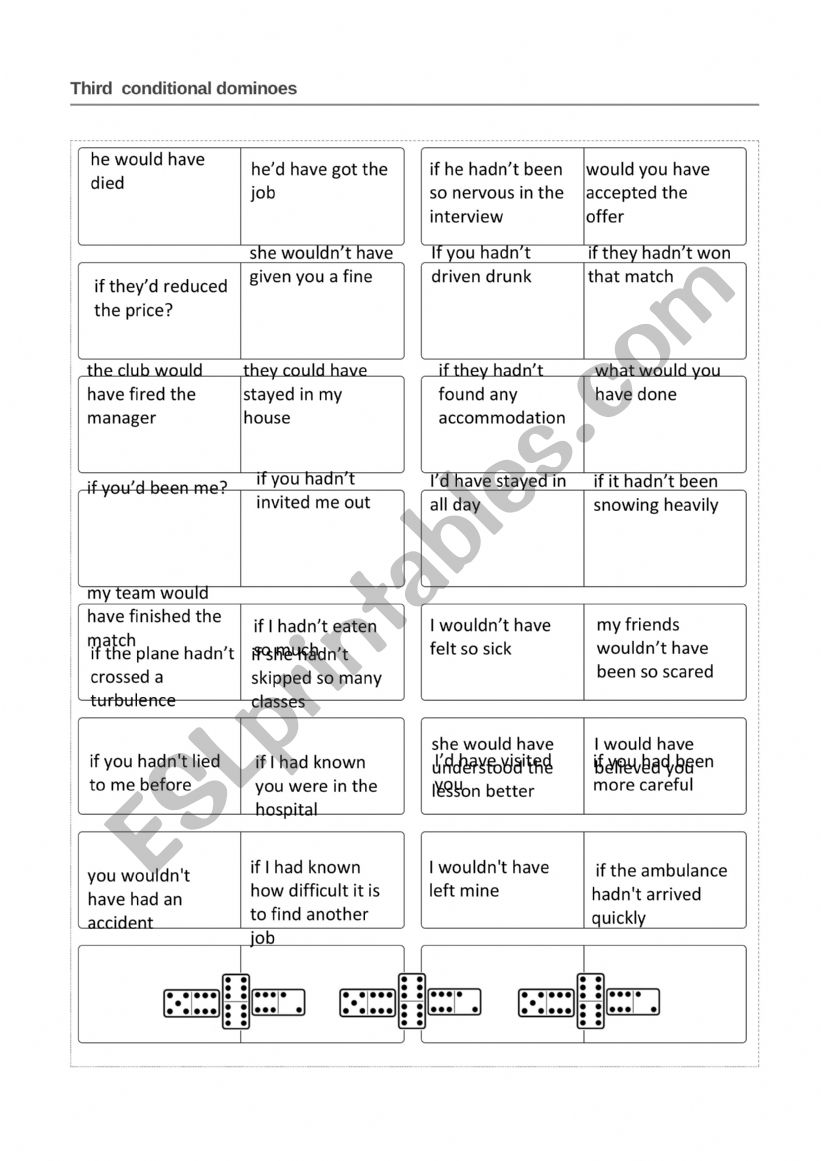 Third Conditional Dominoes worksheet