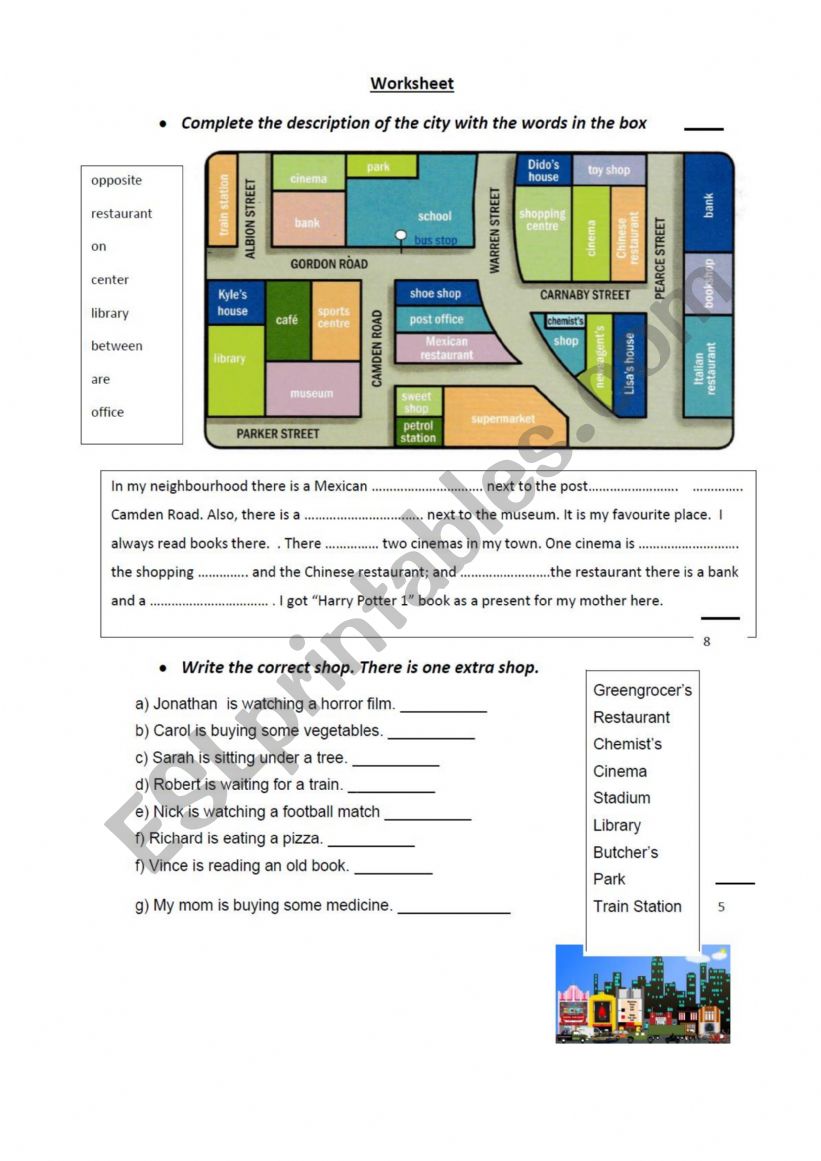 Places in the City worksheet