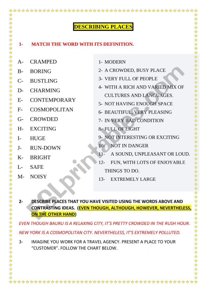 describing places worksheet