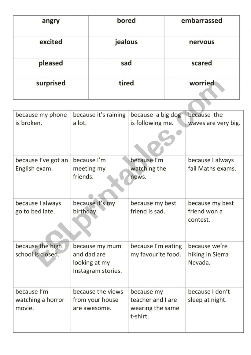 Feelings Pair-Making worksheet