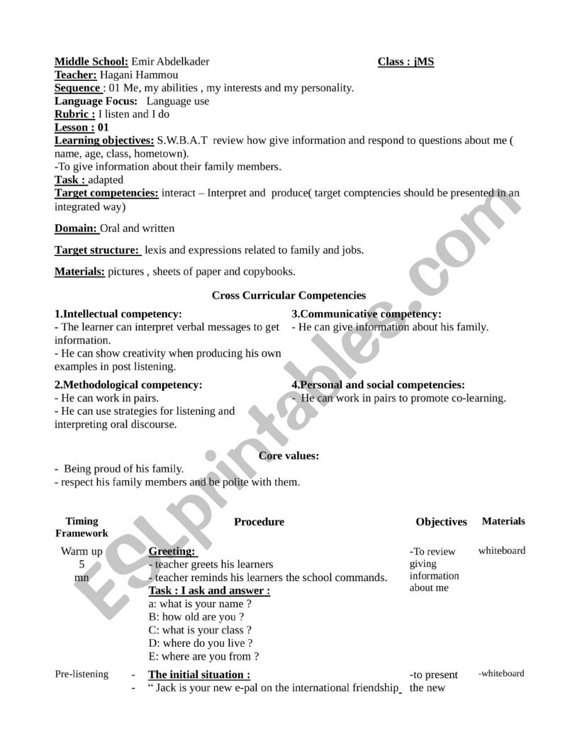 i listen and do  worksheet