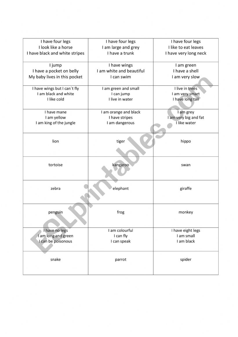 guess the animal worksheet