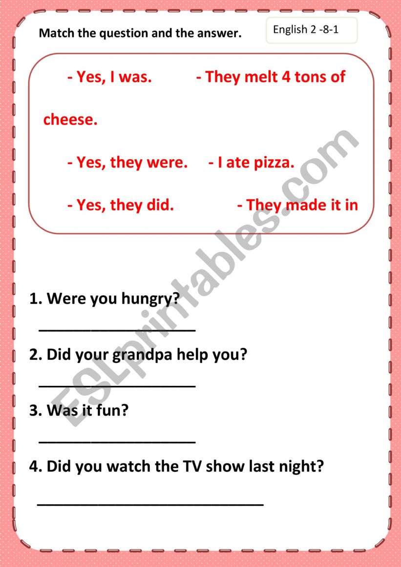 Past Simple Questions worksheet