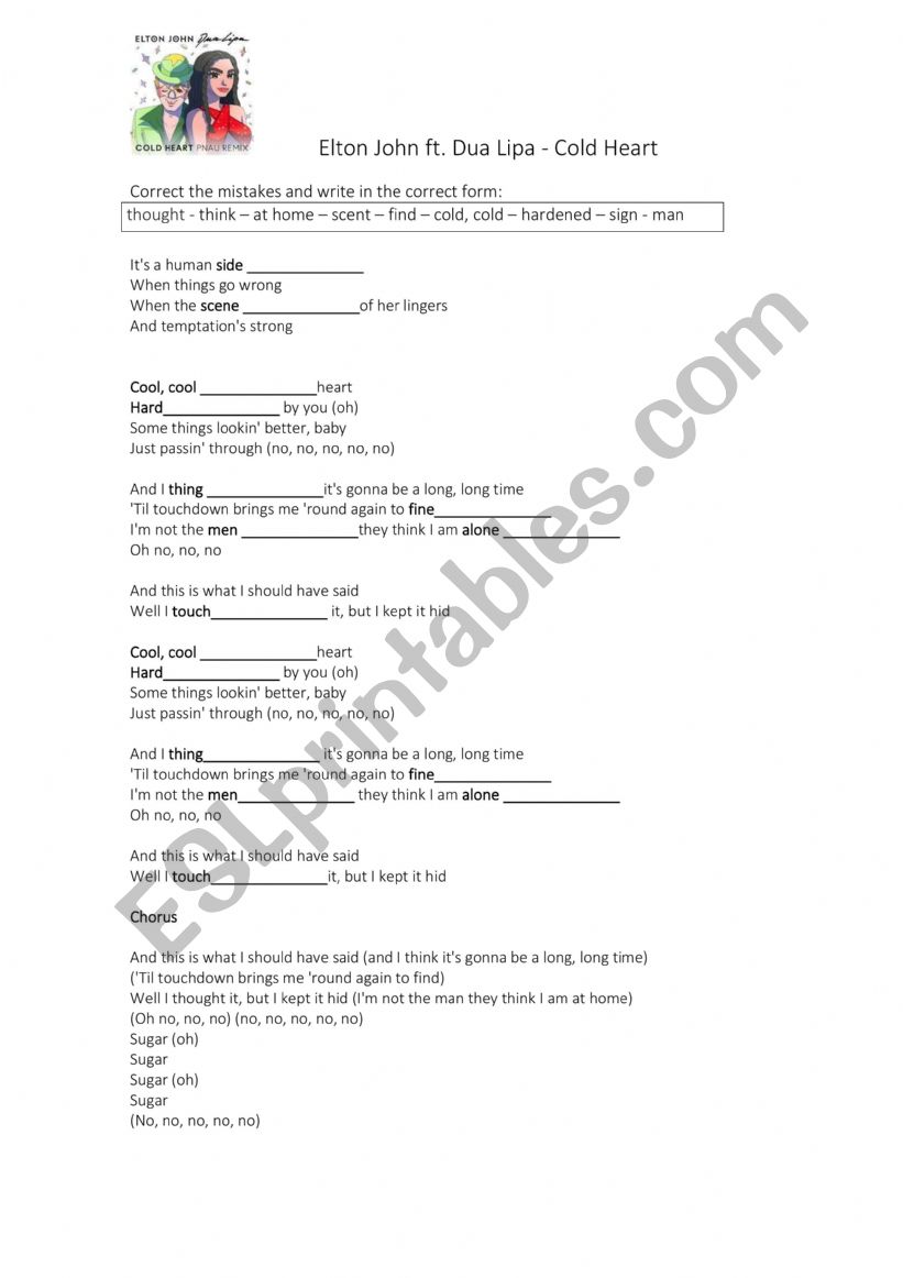 Elton John worksheets