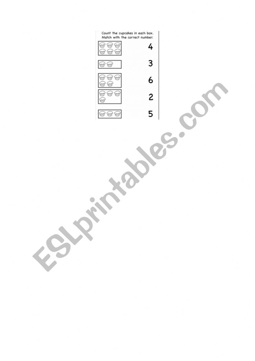 count and match cupcakes worksheet