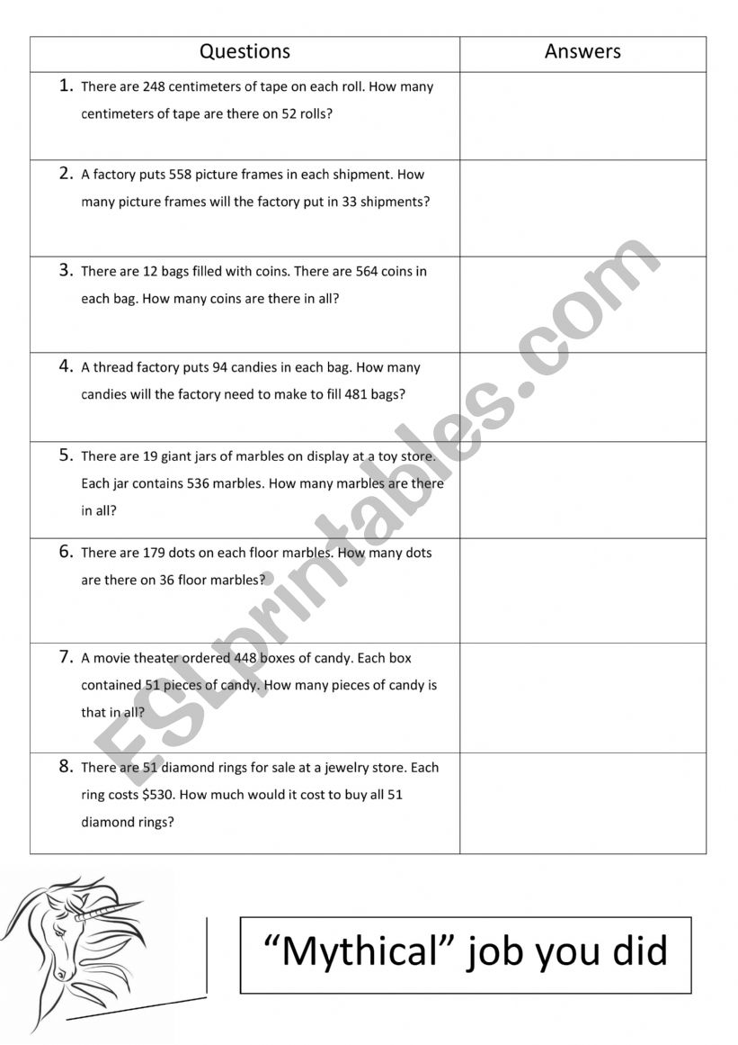 Division Word Problems worksheet