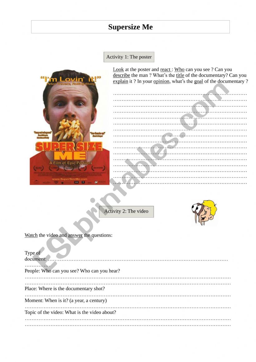 Super size me worksheet