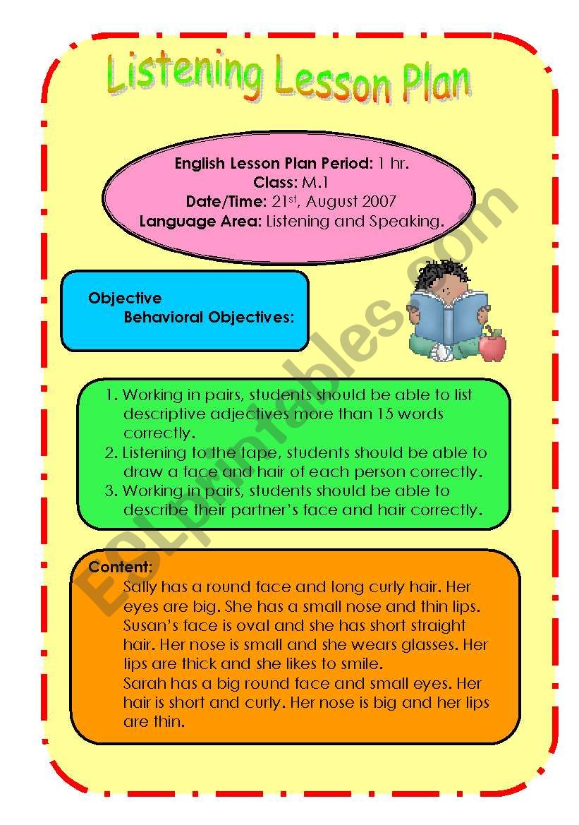 Listening Lesson Plan worksheet