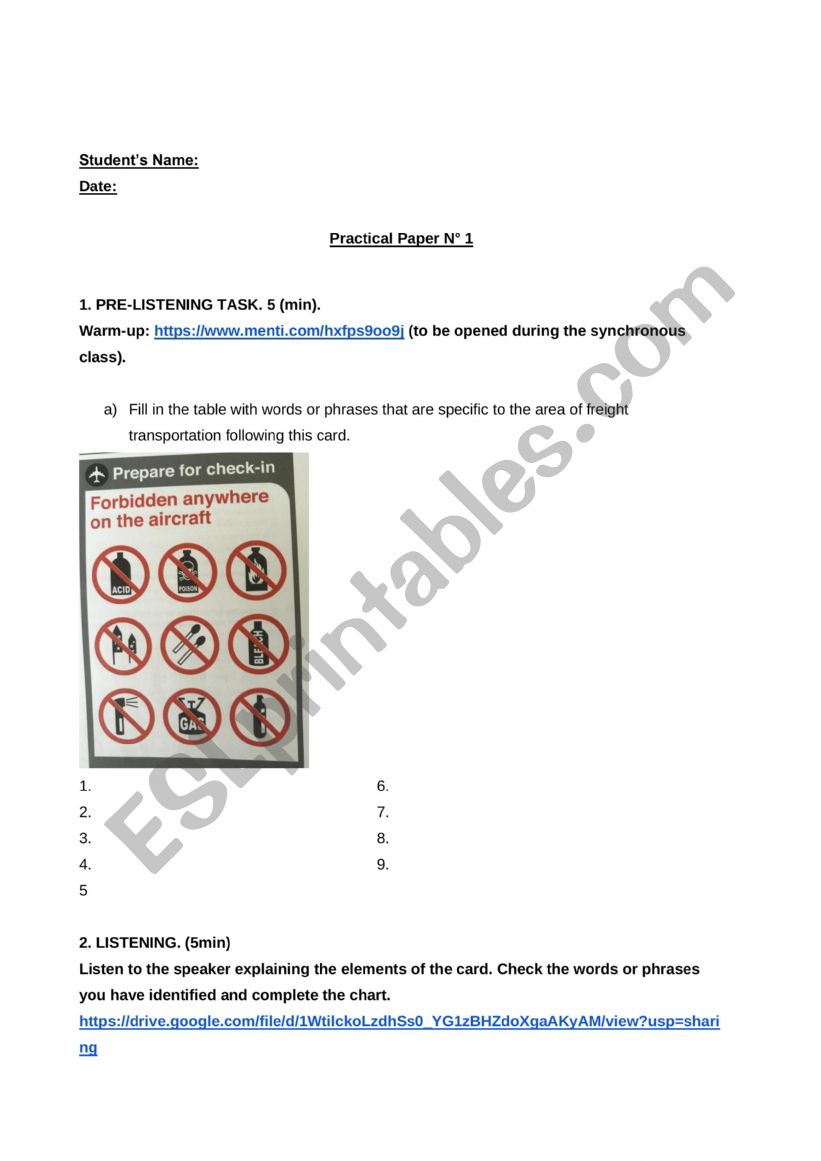 Aviation English worksheet