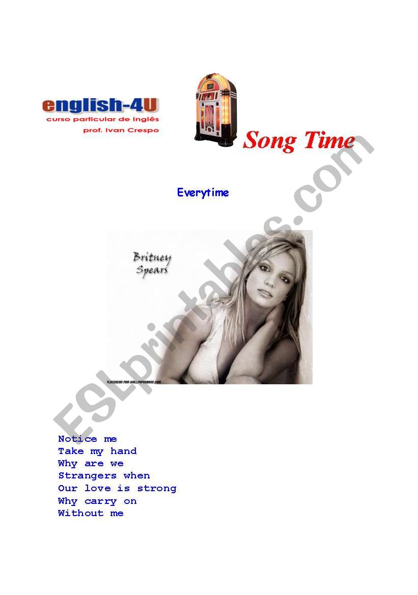 Britney Spears - Everytime worksheet