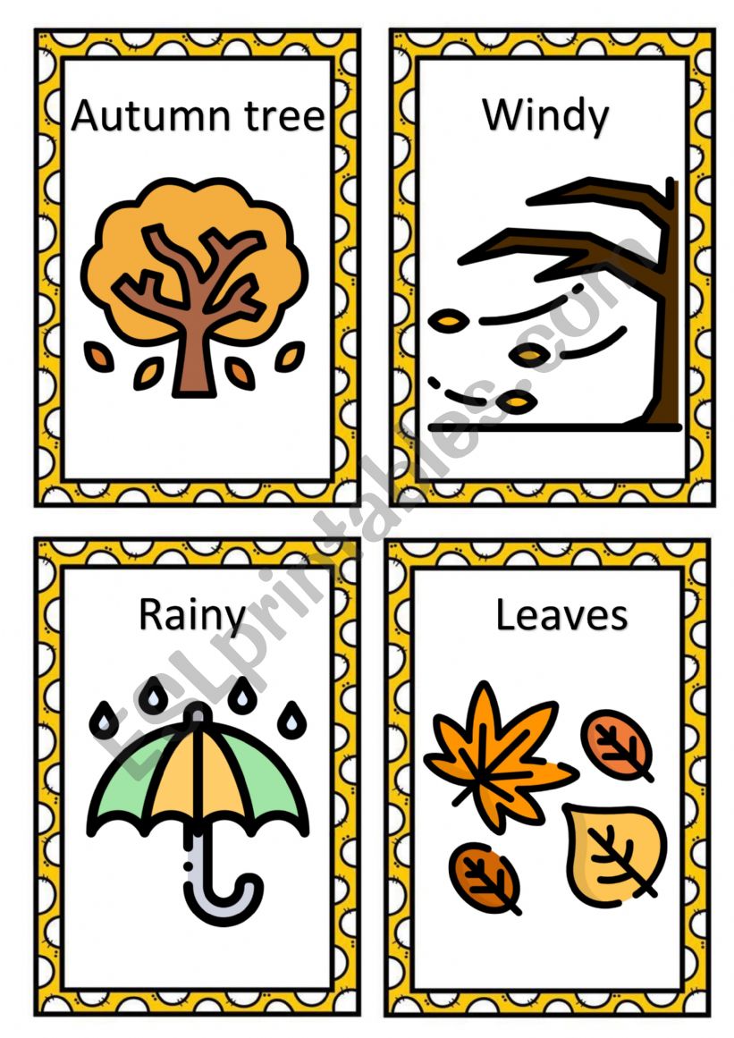 Fall/autumn flashcard worksheet