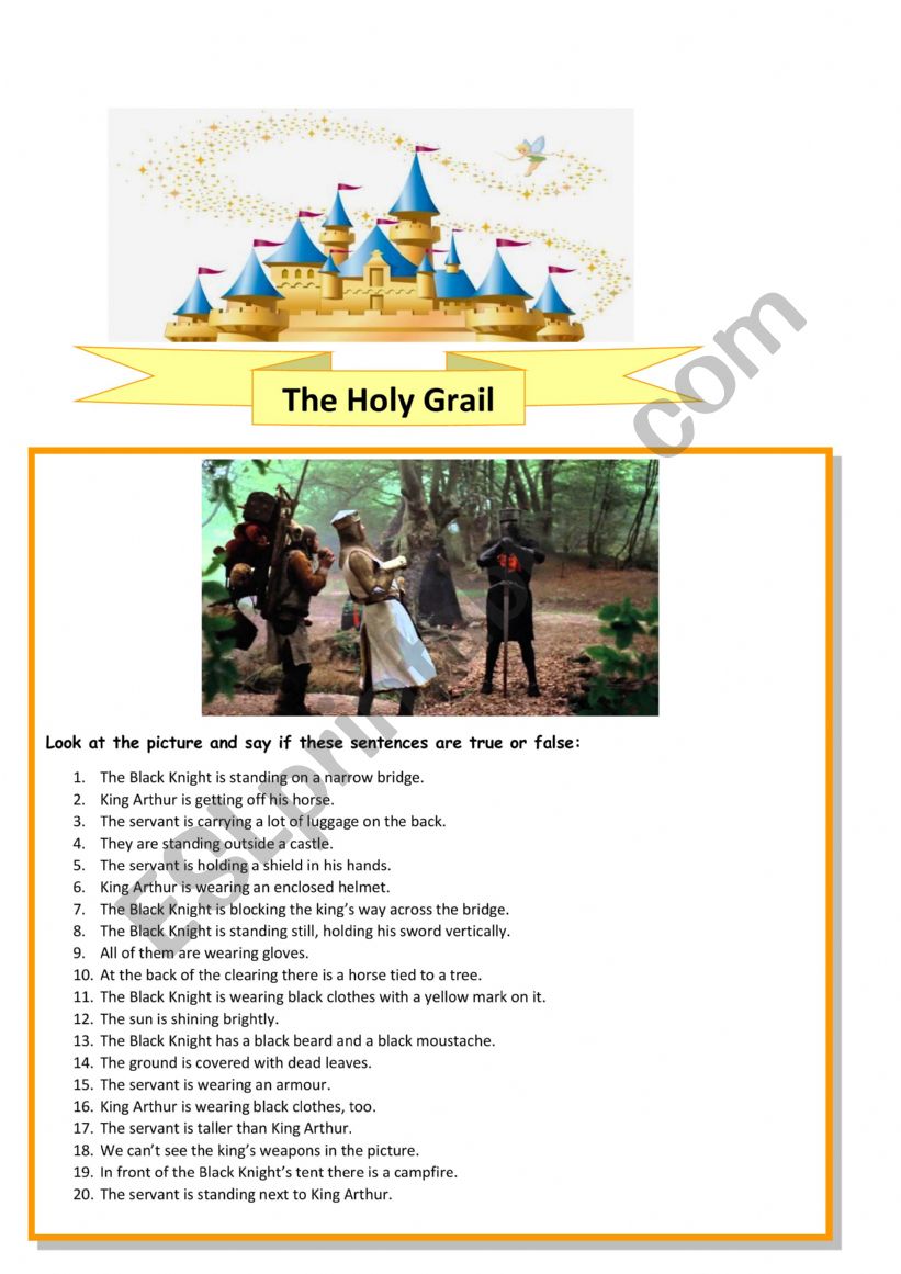 The Holy Grail worksheet