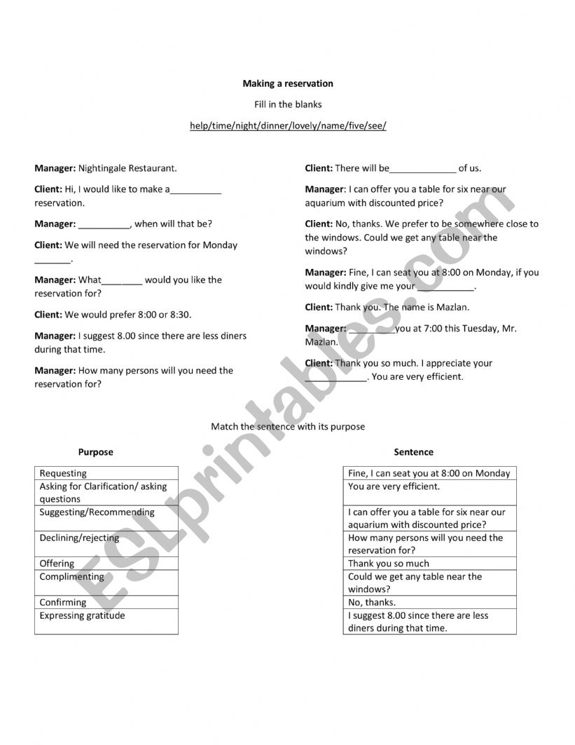 Making a Restaurant Reservation 