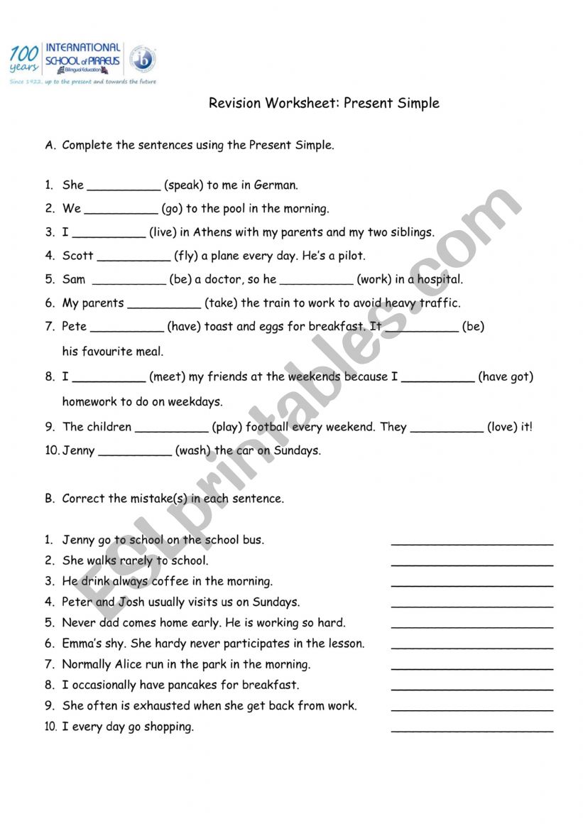 Present Simple worksheet