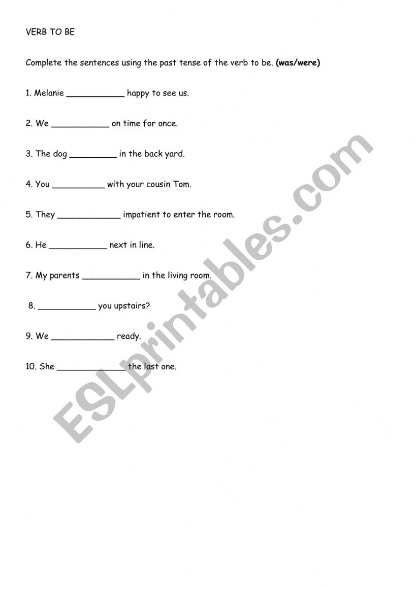Verb to be _Past Simple worksheet
