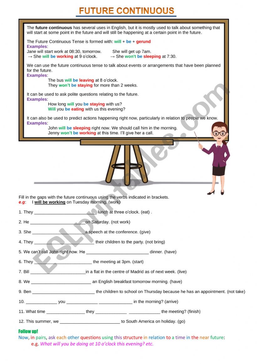 The Future Continuous Tense worksheet