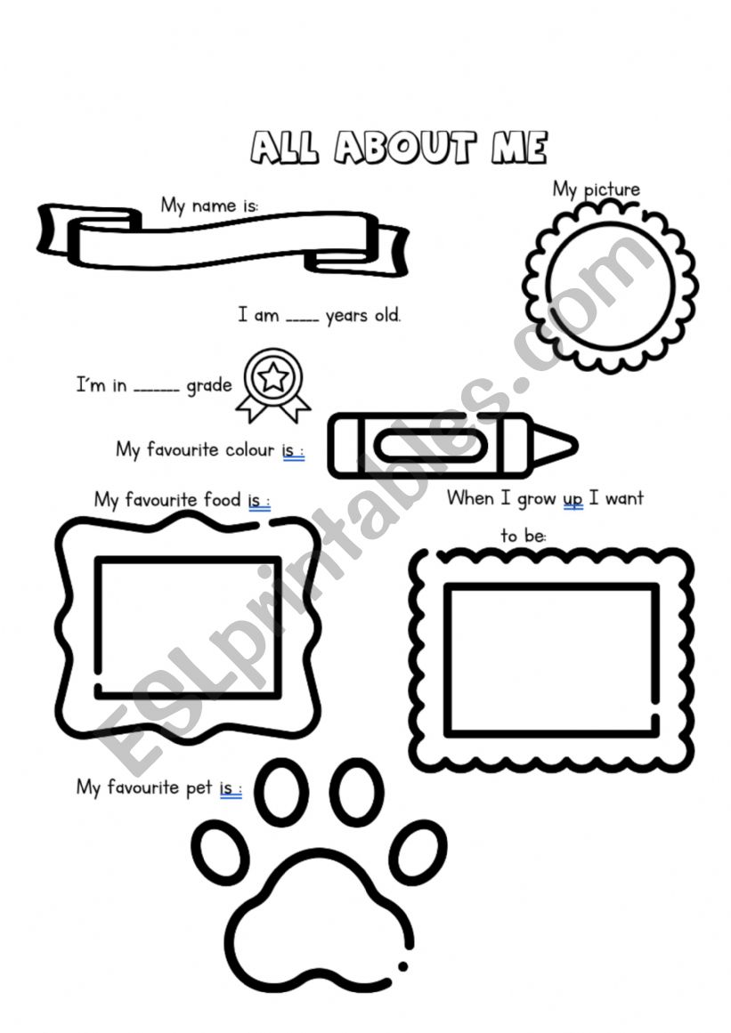 All about me  worksheet