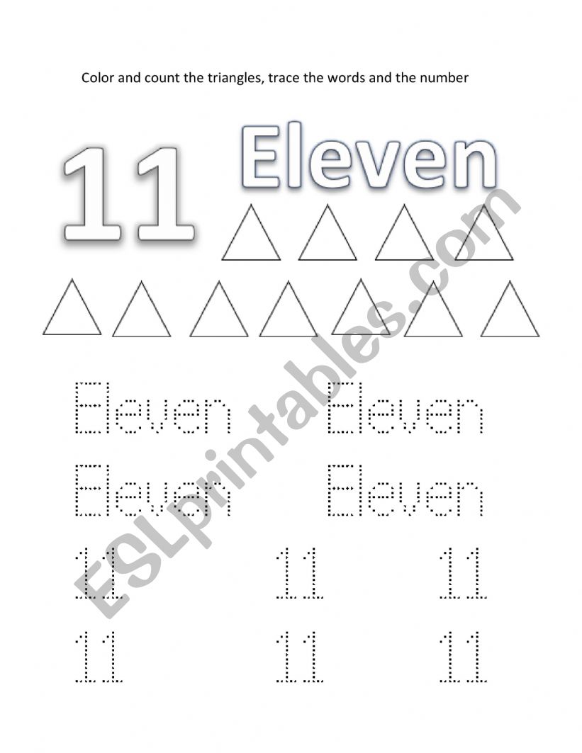Number eleven 11 worksheet