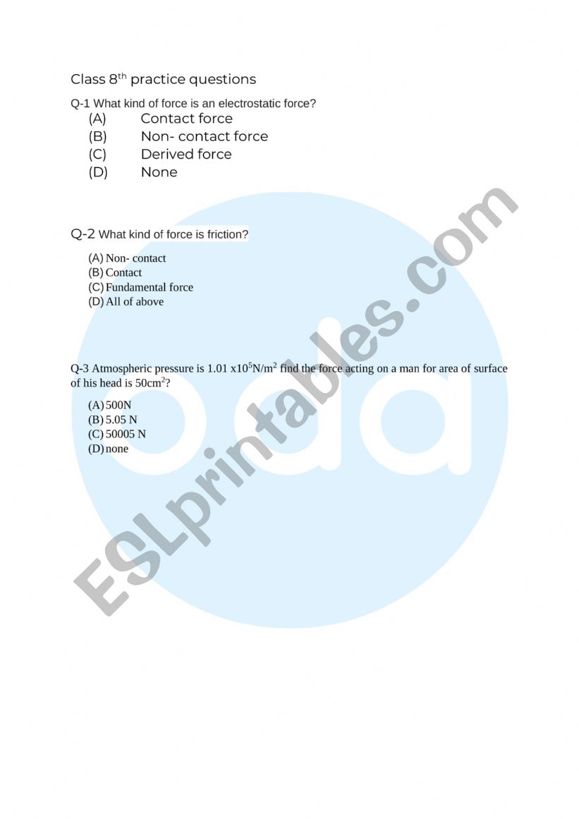 class 6 questions worksheet