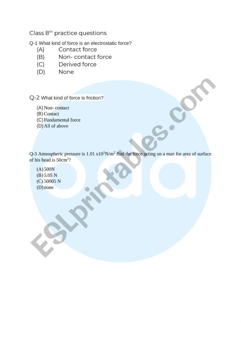 class 6 questions worksheet