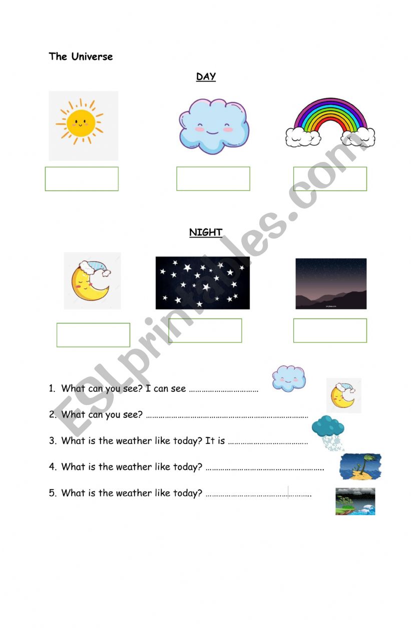 UNIVERSE  worksheet