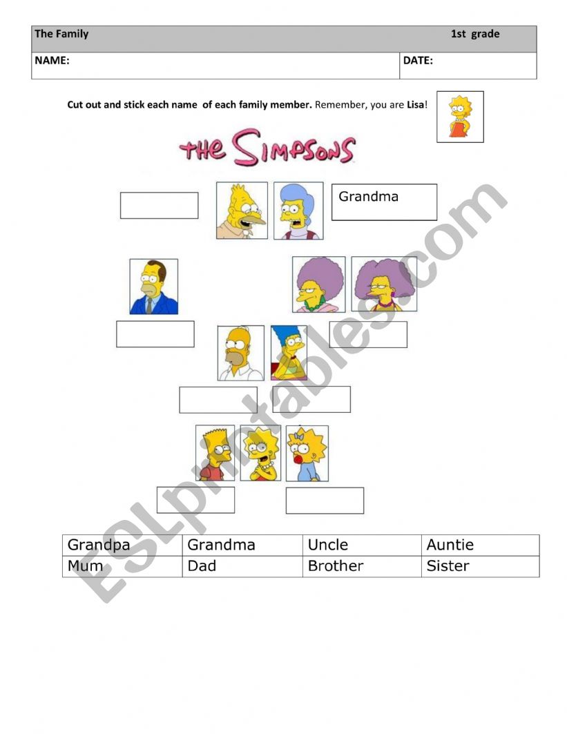 Lisa�s family worksheet