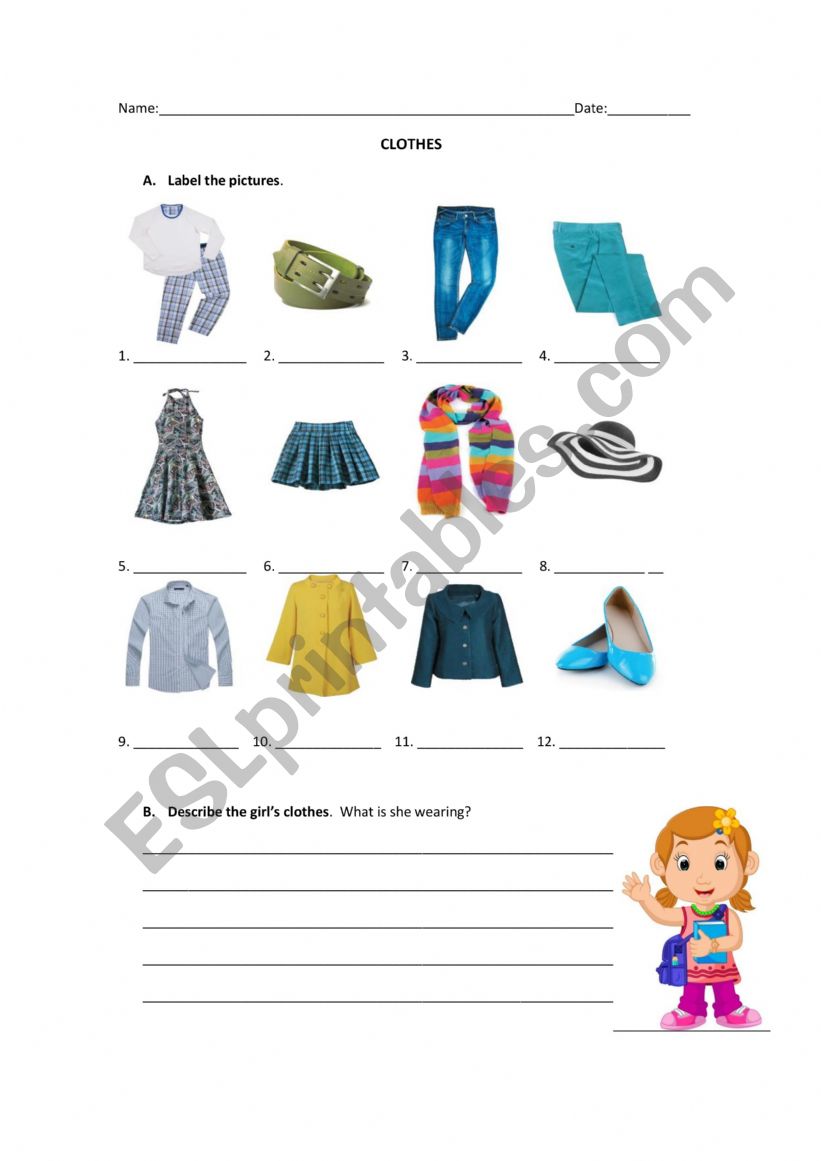 Clothes worksheet