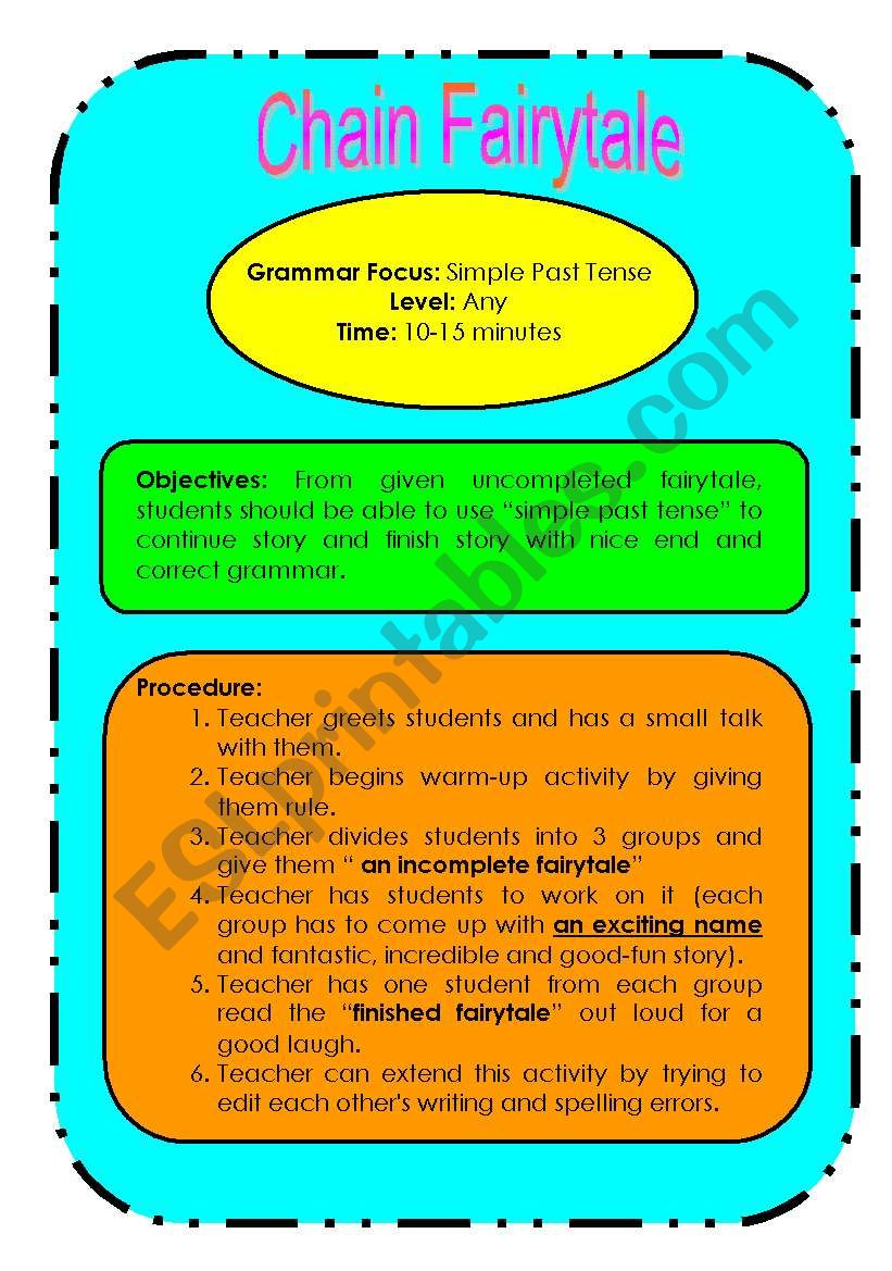 Chain Fairy tale worksheet