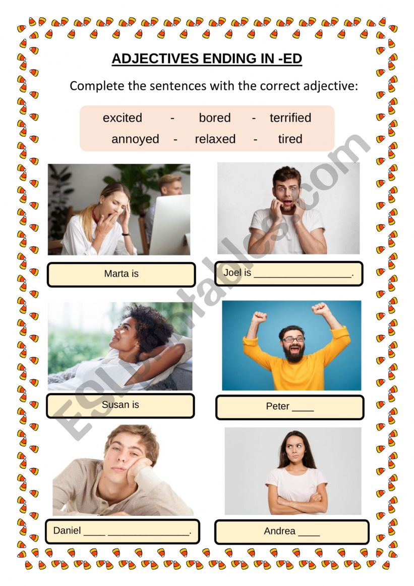 ADJECTIVES ENDING IN ED worksheet