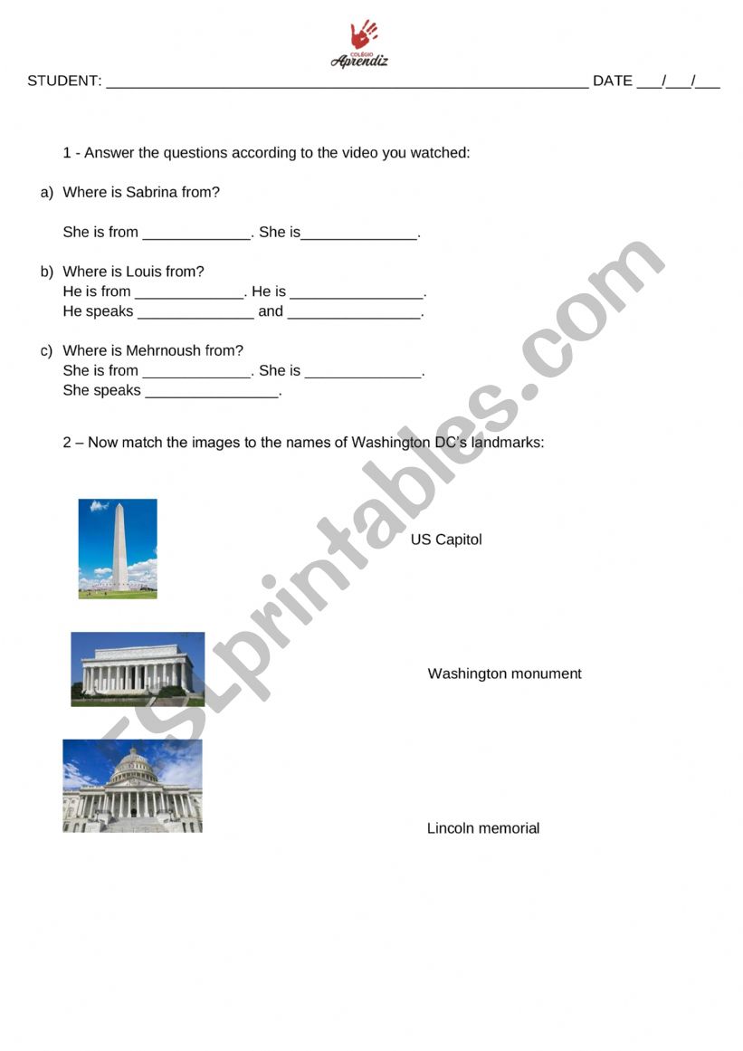 Where are you from? worksheet