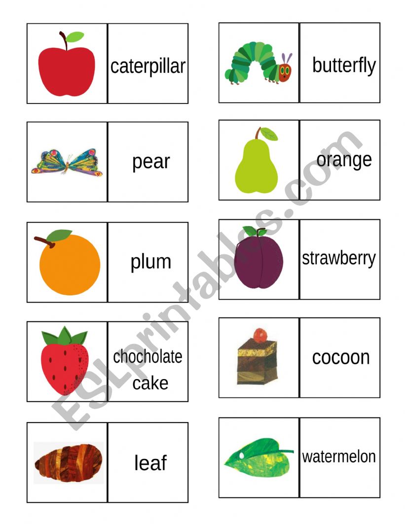 The very hungry caterpillar dominoes
