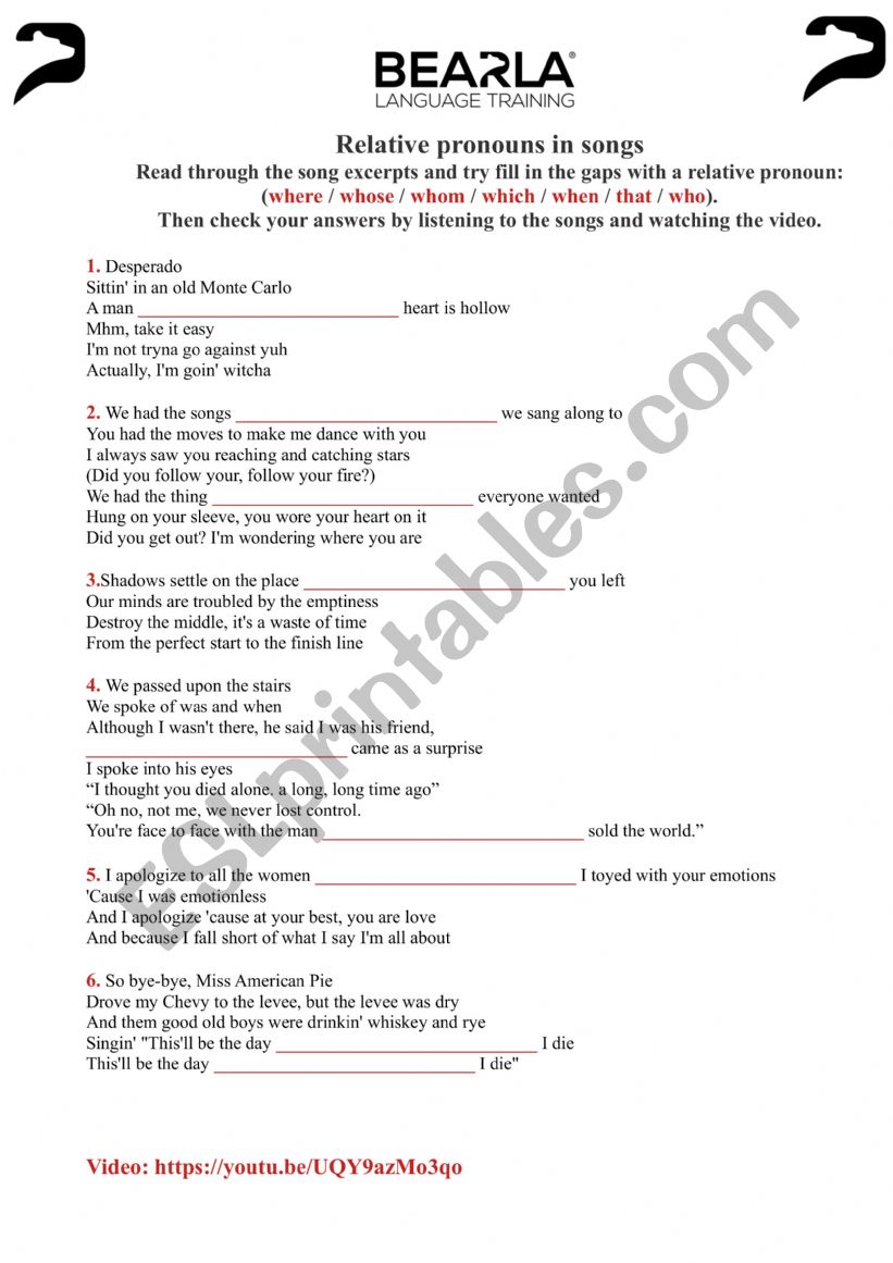 preposition  worksheet