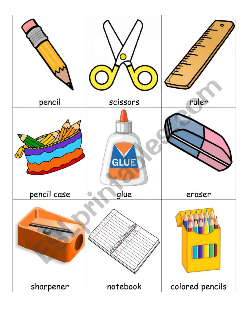 School supplies worksheet