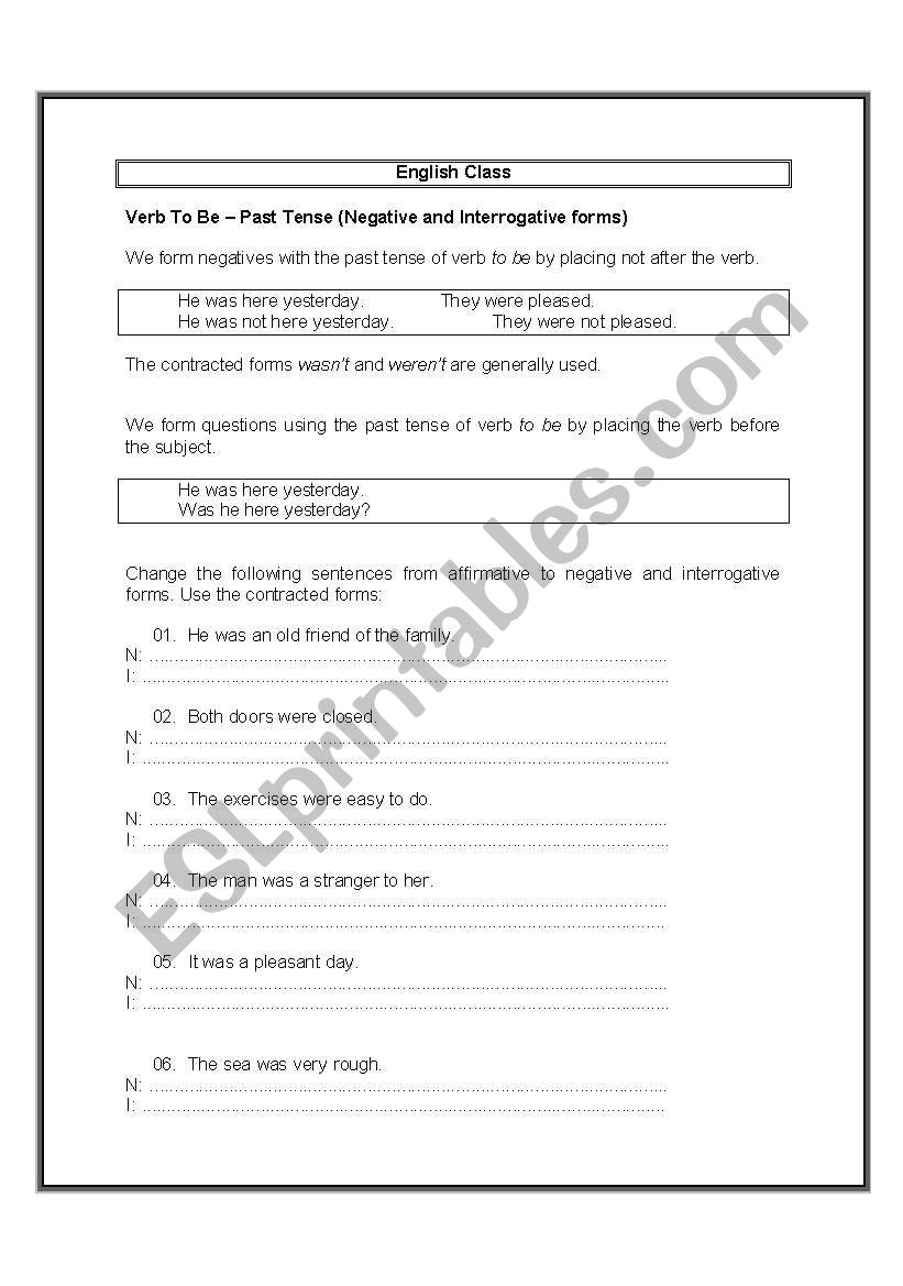 past tense of verbs worksheet